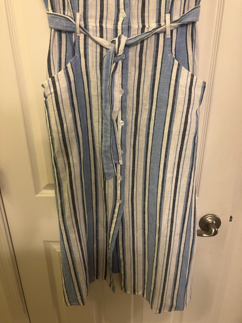 Max Studio Blue and White Striped Sleeveless Midi Dress - Picture 3 of 6
